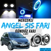 Renault Clio 3 2005-2013 Uyumlu Üniversal Mercekli Angel Sis Farı Metal Su Geçirmez 76 mm Buz Mavi Halkalı Gündüz Farı Angel Eyes 2 Adet thumbnail 1
