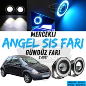 Ford Ka 1996-2008 Uyumlu Üniversal Mercekli Angel Sis Farı Metal Su Geçirmez 76 mm Buz Mavi Halkalı Gündüz Farı Angel Eyes 2 Adet thumbnail 1