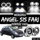 Ford Ka 1996-2008 Uyumlu Üniversal Mercekli Angel Sis Farı Metal Su Geçirmez 76 mm Beyaz Halkalı Gündüz Farı Angel Eyes 2 Adet thumbnail 1