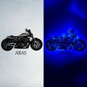 Veraart Kişiye Özel Işıklı Motor Harley Davidson Led Işıklı Tablo Ahşap Duvar Dekorasyonu - 5