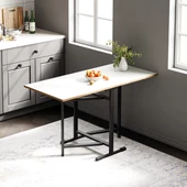 Eportatif Katlanır 4 Kişilik Mutfak Masa Sandalye Takımı Beyaz 1416 - 2