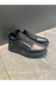 Luizpauloshoes 1067 STREÇLİ SİYAH CİLT ERKEK SNEAKER - 1