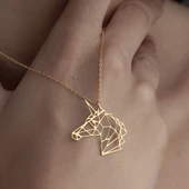 925 Ayar Gümüş Unicorn  Figürlü Kolye thumbnail 6