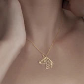 925 Ayar Gümüş Unicorn  Figürlü Kolye thumbnail 2