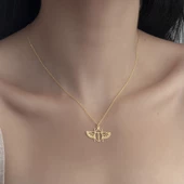 925Ayar Gümüş Origami Uğur Böceği Figürlü Kolye Özel Tasarım thumbnail 2