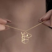 925Ayar Gümüş Origami Panda Yavrusu Figürlü Kolye Özel Tasarım thumbnail 8