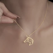 925 Ayar Gümüş Unicorn  Figürlü Kolye thumbnail 3