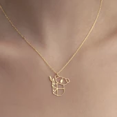 925Ayar Gümüş Origami Panda Yavrusu Figürlü Kolye Özel Tasarım thumbnail 1