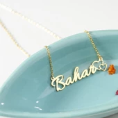 925 Ayar Gümüş Kalp Detaylı İsim Kolye Özel Tasarım thumbnail 4