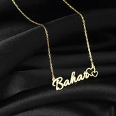 925 Ayar Gümüş Kalp Detaylı İsim Kolye Özel Tasarım thumbnail 3