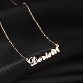 925 Ayar Gümüş Kelebek ve İsim Detaylı Kolye Özel Tasarım thumbnail 3