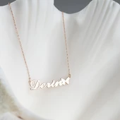 925 Ayar Gümüş Kelebek ve İsim Detaylı Kolye Özel Tasarım thumbnail 1