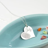 925 Ayar Gümüş Parmak İzi ve İsim Detaylı  Detaylı Kolye Özel Tasarım thumbnail 4