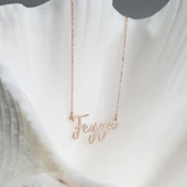 925 Ayar Gümüş İtalik ve  İsim Detaylı Kolye Özel Tasarım thumbnail 1