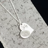 925 Ayar Gümüş Parmak İzi ve İsim Detaylı  Detaylı Kolye Özel Tasarım thumbnail 2