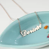 925 Ayar Gümüş Kelebek ve İsim Detaylı Kolye Özel Tasarım thumbnail 4