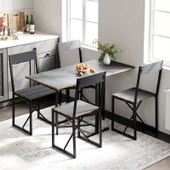 Eportatif Katlanır 4 Kişilik Mutfak Masa Sandalye Takımı Füme 1417 thumbnail 1