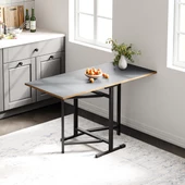 Eportatif Katlanır 4 Kişilik Mutfak Masa Sandalye Takımı Füme 1417 thumbnail 2