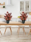 Nettenevime Yapay Çiçek Siyah Saksıda Okaliptus Şimşir Demeti Pudralı Pastel Bordo Dekoratif Yapay Bitki thumbnail 7