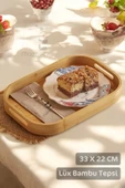 Bambu Oval Tepsi İdeal Boy 33X22 cm Servis Çay Kahve Sunum Tepsisi Lüx Bambu Classic Oval Tepsi - 1