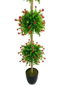 Nettenevime Yapay Ağaç Kırmızı Mineli Şimşir Top Siyah Saksılı 115*30cm thumbnail 3