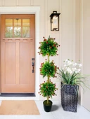 Nettenevime Yapay Ağaç Kırmızı Mineli Şimşir Top Siyah Saksılı 115*30cm thumbnail 6