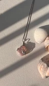 Aşk taşı pembe kuvars çelik kolye - 4