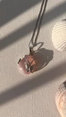 Aşk taşı pembe kuvars çelik kolye - 1