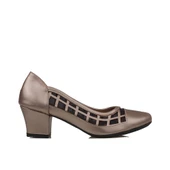 Trend Adımlar Gold Özel Üretim Kadın Parlak Desen Klasik Ayakkabı thumbnail 1