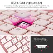Huawei Matepad Pro 12.6" Uyumlu Kablosuz Bluetooth Şarj Edilebilir Tablet Telefon Standlı Klavye - Pembe - 5