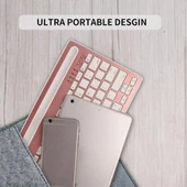 Huawei Matepad Pro 12.6" Uyumlu Kablosuz Bluetooth Şarj Edilebilir Tablet Telefon Standlı Klavye - Pembe - 6