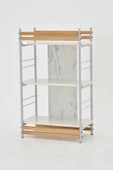 Vilinze Rafito Metal & Ahşap Bohem 3 Raflı Mdf Çok Amaçlı Kitaplık - 30*100 Cm - 3