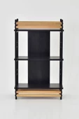 Vilinze Rafito Metal & Ahşap Bohem 3 Raflı Mdf Çok Amaçlı Kitaplık - 30*100 Cm - 4