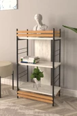 Vilinze Rafito Metal & Ahşap Bohem 3 Raflı Mdf Çok Amaçlı Kitaplık - 30*100 Cm - 1