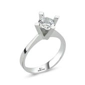 Çapraz Montür Swarovski Taşlı 925 Gümüş Tektaş Yüzük - 5