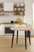 Vilinze Argos Yuvarlak Mdf Naturel Sabit Mutfak Masası - Q90 Cm - 1