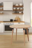 Vilinze Argos Yuvarlak Mdf Naturel Sabit Mutfak Masası - Q90 Cm thumbnail 1
