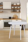 Vilinze Argos Yuvarlak Mdf Beyaz Sabit Mutfak Masası - Q90 Cm - 1