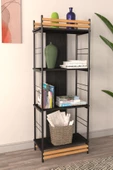 Vilinze Rafito Metal & Ahşap Bohem 4 Raflı Mdf Çok Amaçlı Kitaplık - 30*160 Cm - 1