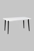 Vilinze Avanos Ahşap Sabit Mdf Beyaz Siyah Mutfak Masası - 80X140 Cm - 2