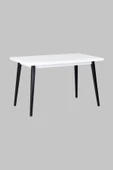 Vilinze Avanos Sabit Beyaz Siyah Mdf Mutfak Masası - 70X120 Cm - 2