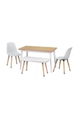 Vilinze Vilinze Eames Sandalye-Bank Avanos Ahşap Mdf Mutfak Masası Takımı - 70X120 Cm - 3