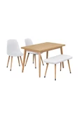 Vilinze Vilinze Eames Sandalye-Bank Avanos Ahşap Mdf Mutfak Masası Takımı - 70X120 Cm - 1
