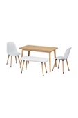 Vilinze Vilinze Eames Sandalye-Bank Avanos Ahşap Mdf Mutfak Masası Takımı - 70X120 Cm - 3