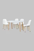 Vilinze Eames Sandalye Avanos Ahşap Mdf Mutfak Masası Takımı - 70X120 Cm - 2
