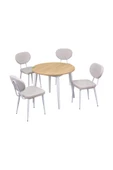 Vilinze Vilinze Deniz Sandalye Avanos Yuvarlak Ahşap Mutfak Masası Takımı - 90X90 Cm - 1