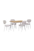 Vilinze Deniz Metal Sandalye Avanos Ahşap Mdf Mutfak Masası Takımı - 70X120 Cm - 1