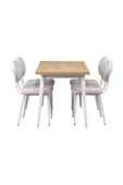Vilinze Deniz Metal Sandalye Avanos Ahşap Mdf Mutfak Masası Takımı - 70X120 Cm - 2