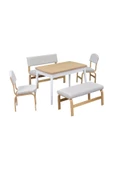 Vilinze Ege Sandalye-Bank Avanos Ahşap Mdf Açılır Mutfak Masası Takımı - 70X120+30 Cm - 1