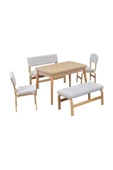 Vilinze Ege Sandalye-Bank Avanos Ahşap Mdf Açılır Mutfak Masası Takımı - 70X120+30 Cm - 1